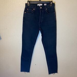 Re/done Black Raw Hem Skinny Jeans Size 26 Made in USA Denim